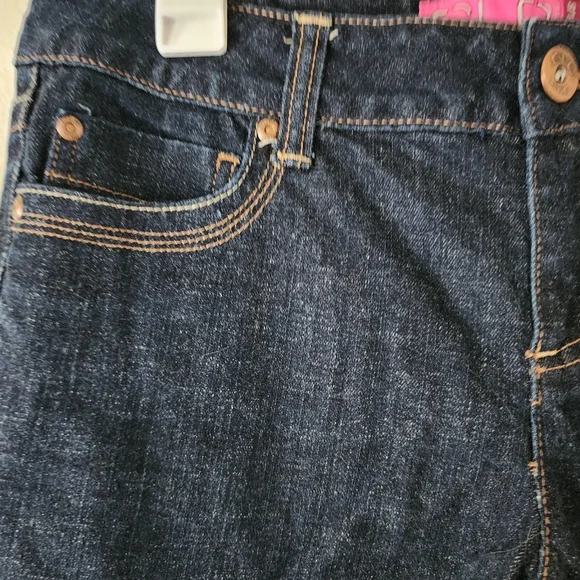GLO JEANS FLARE Dark Wash Denim Blue Jeans Small Bell Bottom Flare Jeans Size 11 - Picture 6 of 14